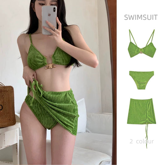 Bikini swimsuit Slimming High Waist Two-Piece Push-up Sexy Beach Swimsuit Women High-Grade Three-Piece Suit Gyaru Internet Celebrity