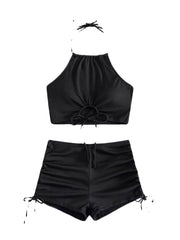 Fashion New Swimsuit Women's Super Sexy Separates Lace-up Boxer Bikini Halterneck Fancy Fall and Winter Hot Spring