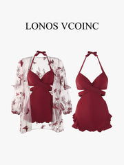 Lonos Vcoinc New Arrival 2024 Swimsuit Female Siamese Cover Belly Thin Internet Famous Sexy Small Chest Gathered Swimsuit