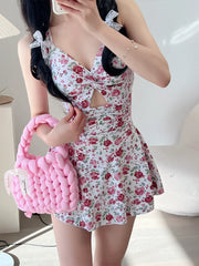 Sophie Original Designer Cooperation Jiao Han Rose Swimsuit Push up Sexy Siamese Conservative Boxer Sports Hot Spring