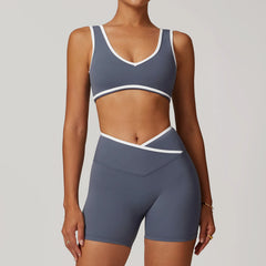 Yoga Set 2 Pieces Workout Outfits Fitness Sportswear Gym Tracksuit High Waist Leggings Sports Bra Athletic Wear Women Clothes
