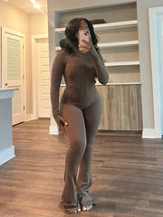 Fall 2024 Women Clothes Two Piece Flared Pants Tracksuits Set Casual Gym Active Wear 2 Piece Set Lounge Womens Matching Sets