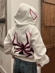 Y2k Spider Print Women Men Hoodies Hip Hop Zipper Long Sleeve Jacket Coats Autumn Winter Harajuku Casual Loose Hooded Sweatshirt