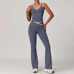 Women Clothes Yoga Set 2 Pieces Workout Outfits Fitness Sportswear Gym Tracksuit High Waist Leggings Sports Bra Athletic Wear