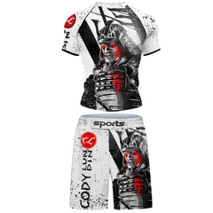 Popular Beach Surf Wear Short Sets For jiu jitsu Bjj No Gi Rashguard+Grappling Shorts Cool Westling stretchy Running Gym Clothes