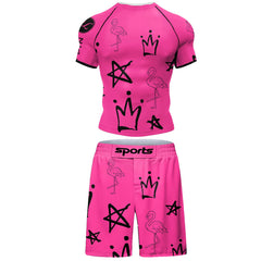 Popular Beach Surf Wear Short Sets For jiu jitsu Bjj No Gi Rashguard+Grappling Shorts Cool Westling stretchy Running Gym Clothes