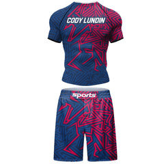 Popular Beach Surf Wear Short Sets For jiu jitsu Bjj No Gi Rashguard+Grappling Shorts Cool Westling stretchy Running Gym Clothes