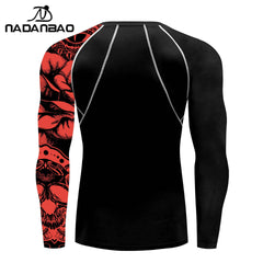 Nadanbao Quick Drying Long Sleeve Surfing Wetsuit for Men Gym Shirts Fitness T-Shirt Summer Swimwear Swimming Top Male Clothes