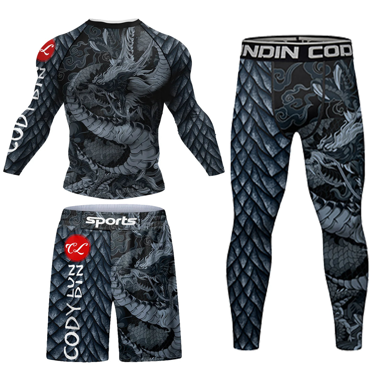 Cody Men Grappling Wear With Print  Jiu jitsu No Gi Bjj Rashguard Exercise Polyester Sportswear MMA Running Gym Clothes