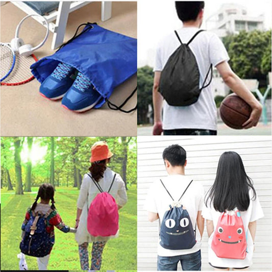 Portable Men Women Sports Gym Bag Drawstring Bag Belt Waterproof Foldable Backpack Shoes Clothes Yoga Running Fitness Travel Bag