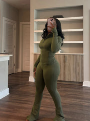 Fall 2024 Women Clothes Two Piece Flared Pants Tracksuits Set Casual Gym Active Wear 2 Piece Set Lounge Womens Matching Sets