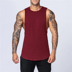 Men's Gym Clothing Summer Fitness Cotton Tank Top Men Jogging Bodybuilding Sleeveless Shirt Breathable O-Neck Casual Muscle Vest
