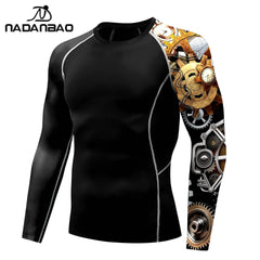 Nadanbao Quick Drying Long Sleeve Surfing Wetsuit for Men Gym Shirts Fitness T-Shirt Summer Swimwear Swimming Top Male Clothes