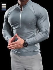 2024 New Men Sports T-shirt Gym Fitness Tops Running Training Clothes Autumn Round Neck Quick-drying Breathable Long Sleeves