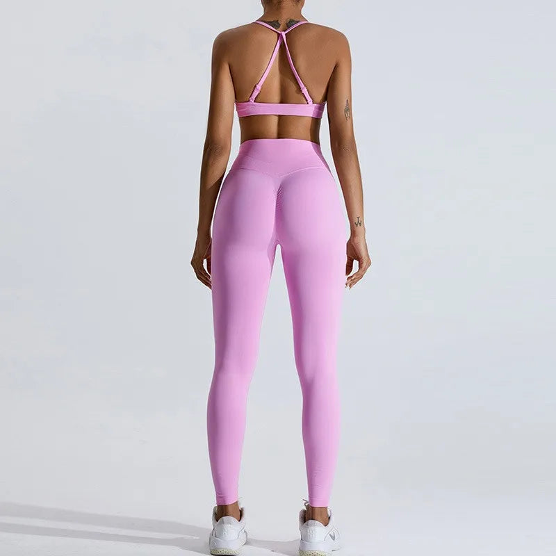 Gym Clothes Women 2 Pcs Yoga Set Sports Bra Seamless High Waist Leggings Women's Tracksuit Sportswear Fitness Suit Activewear