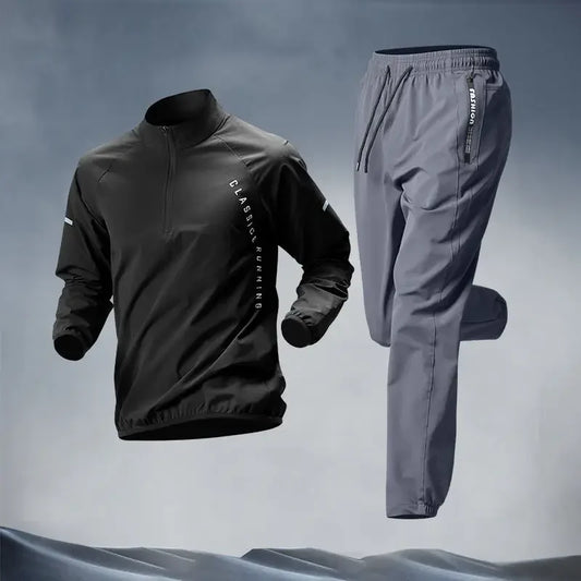 Men's Fall Running Tracksuit Casual Outdoor Quick-Dry Running Clothes for Autumn Spring Ideal Gym Track Field Sports Training