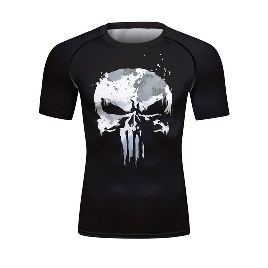 Skull MMA Jiu Jitsu T-shirt +Pants set Men Bjj Rashguard Brazilian Grappling MMA Shorts Gym Gi Boxing Clothes Muay Thai Jerseys