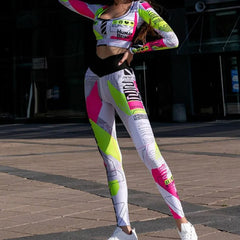 Women's clothes Sports Yoga Set For Women Workout Sportswear Gym Clothing Sports Suits Letter Print Tight Hip High Waist