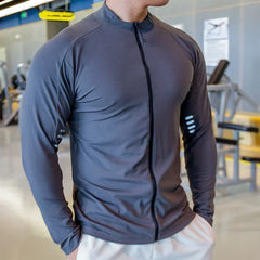 Men's Gym Muscle Tights Ice Silk Breathable Running Training Clothes Autumn and Winter Quick Dry Outdoor Cycling Sportswear