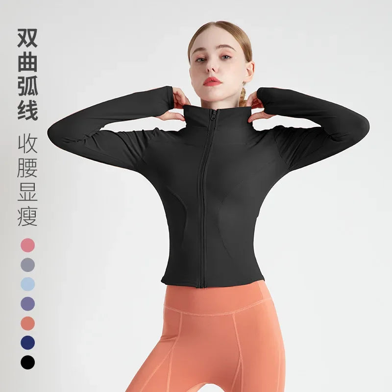 S-3XL Women's Tracksuit Jacket Slim Fit Long Sleeved Fitness Coat Yoga Tops With Thumb Holes Gym Jacket Workout Sweatshirts2025