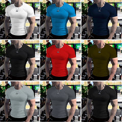 Men Casual Soild White t Shirts Summer Oversized Male t-Shirt Short Sleeve Compression Top Gym t-Shirts Man Clothes Streetwear