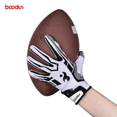 Boodun 1 Pair Rugby Gloves Full Finger Anti Slip Gel Baseball American Football Gloves Outdoor Sport Gloves for Men Women