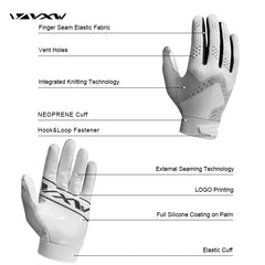 VXW American Football Gloves Receiver Non-slip Silicone Palm Sticky Breathable Adjustable Rugby Sports Men Women Youth