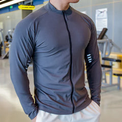 Men's Gym Muscle Tights Ice Silk Breathable Running Training Clothes Autumn and Winter Quick Dry Outdoor Cycling Sportswear