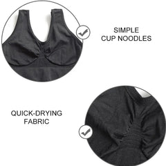 Women Seamless Bras Camisole Underwear Crop Top XXL 3XL Black Pure Color Sports Gym Running Fitness Yoga