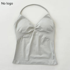 ASHLOMI Impact Longline Strappy Gym Top Backless Gym Clothes Women Scrunch Built-in Bra With Removable Cups Yoga Tank Tops