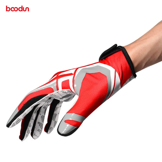 Boodun 1 Pair Rugby Gloves Full Finger Anti Slip Gel Baseball American Football Gloves Outdoor Sport Gloves for Men Women