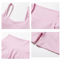 Hearuisavy 2PCS Long Sleeve Gym Set Women Yoga Clothes Quick-Drying Sportswear Running Leggings Workout Sports Crop Top Women