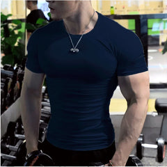 Men Casual Soild White t Shirts Summer Oversized Male t-Shirt Short Sleeve Compression Top Gym t-Shirts Man Clothes Streetwear