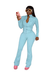 Fall 2024 Women Clothes Two Piece Flared Pants Tracksuits Set Casual Gym Active Wear 2 Piece Set Lounge Womens Matching Sets