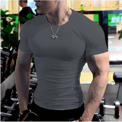 Men Casual Soild White t Shirts Summer Oversized Male t-Shirt Short Sleeve Compression Top Gym t-Shirts Man Clothes Streetwear