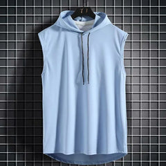 Short Sleeve Quick Dry Vest Men's For Summer Black Grey Tshirt GYM Tank Top Tees With Hoodies Fashion Clothes OverSized