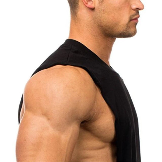 Gym Vest Men's Cotton Sweat-absorbent Bodybuilding Clothes Exercise Sleeveless Breathable Loose Shirt Jogging Training T-shirt