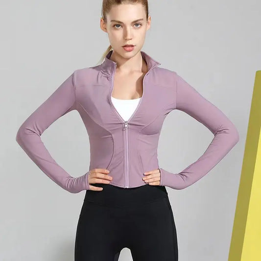 Long Sleeve Sports Jacket Women Zip Fitness Yoga Shirt Winter Warm Gym Top Activewear Running Coats Workout Clothes For Cycling