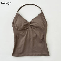ASHLOMI Impact Longline Strappy Gym Top Backless Gym Clothes Women Scrunch Built-in Bra With Removable Cups Yoga Tank Tops