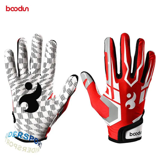 Boodun 1 Pair Rugby Gloves Full Finger Anti Slip Gel Baseball American Football Gloves Outdoor Sport Gloves for Men Women