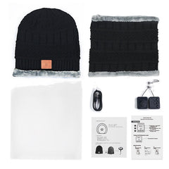 Plush Warm Bluetooth Music Bib Hat Two-piece Set