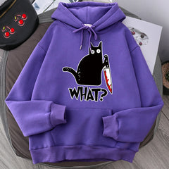 Killer Black Cat Surprised Men and Women Hoodies