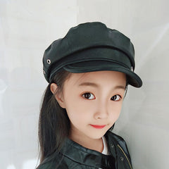 Japanese All-match Women's Matte Leather Peaked Octagonal Hat