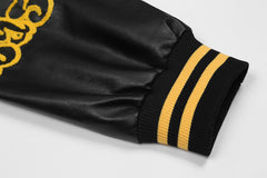 Men's And Women's Baseball Jacket PU Leather Sleeves