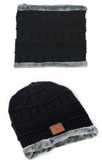 Plush Warm Bluetooth Music Bib Hat Two-piece Set
