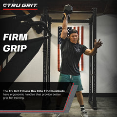 Hex Elite TPR Dumbbells - Rubber Dumbbells Designed with Chrome-Plated Steel Handles, TPU Heads, and Hexagon-Shaped Rubber-Encased Ends