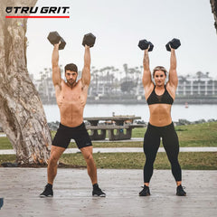 Hex Elite TPR Dumbbells - Rubber Dumbbells Designed with Chrome-Plated Steel Handles, TPU Heads, and Hexagon-Shaped Rubber-Encased Ends
