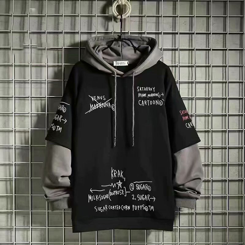 Men's Loose Trend Fake Two Piece Fleece Sweater