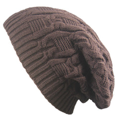 Autumn And Winter New Thickened Double Layer Hemp Flower Knitted Hat