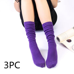 Women's Thin Solid Color Retro Long Socks